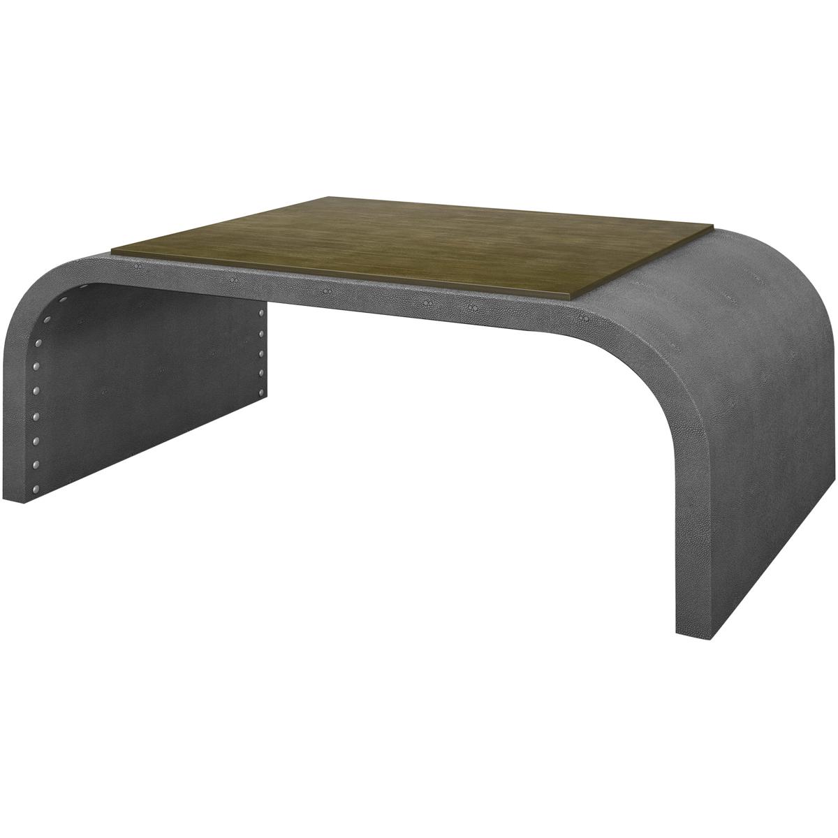 StyleCraft Home Collection DFF20103DS Anna 48 X 26 inch Cool Gray Waterfall Shagreen and Driftwood Light Natural Wood Top Coffee Table