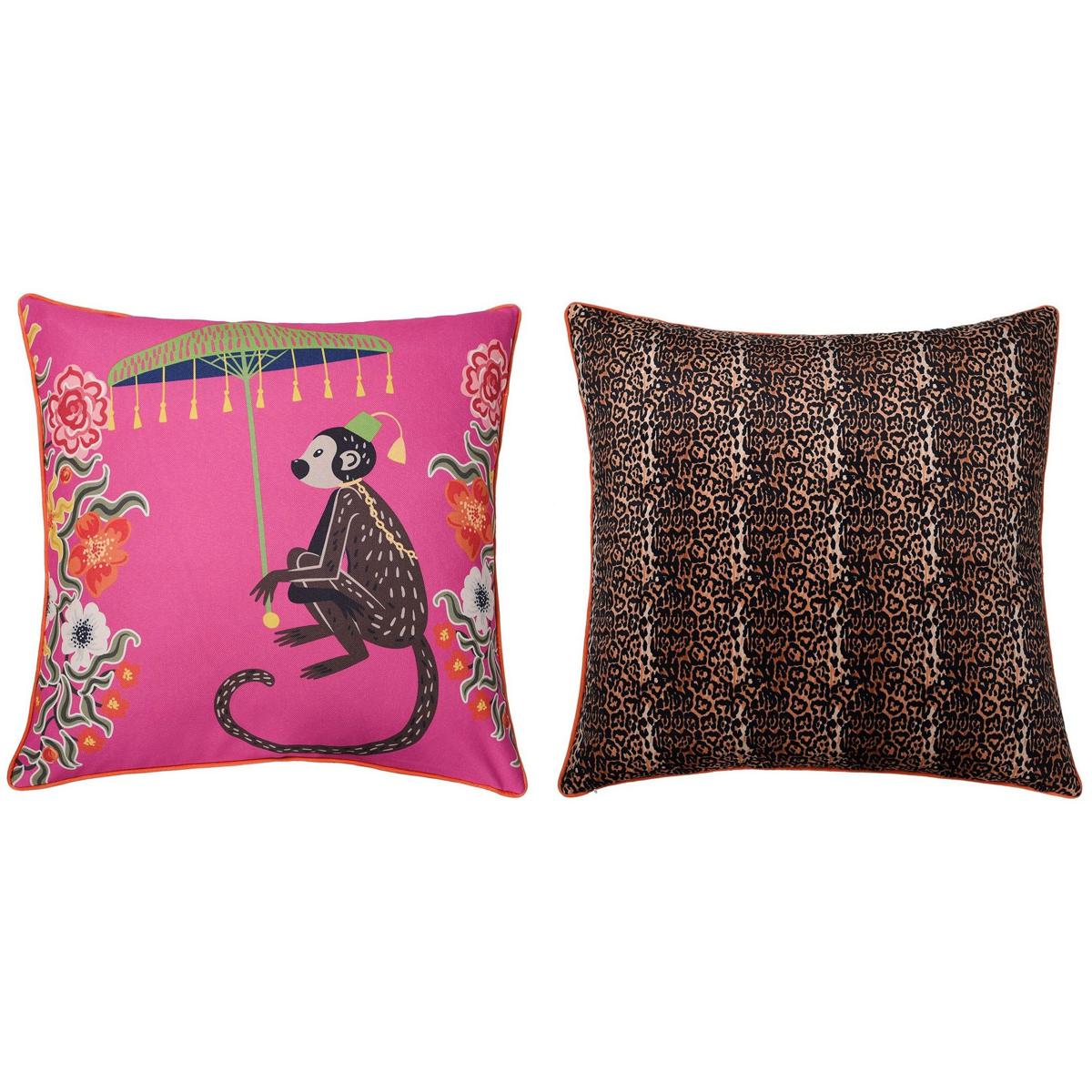 StyleCraft Home Collection DFS10045DS Dann Foley Double Sided Pillow 5 inch Hot Pink and Multi Throw Pillow