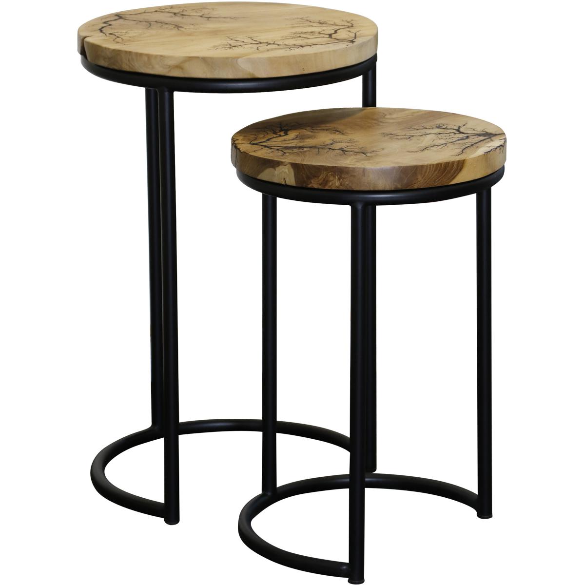 StyleCraft Home Collection 2-Pc. Wood Winter Rectangular Side Table - Natural Brown