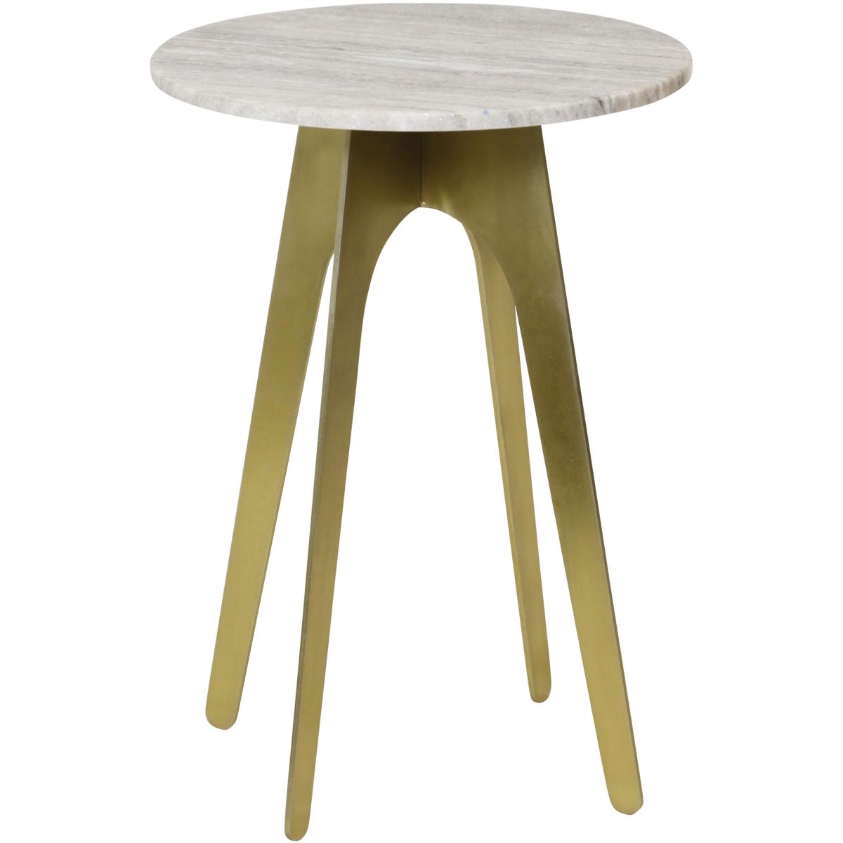 StyleCraft Home Collection 14" Marble Round Transitional Morchina Stone Side Table - Gold