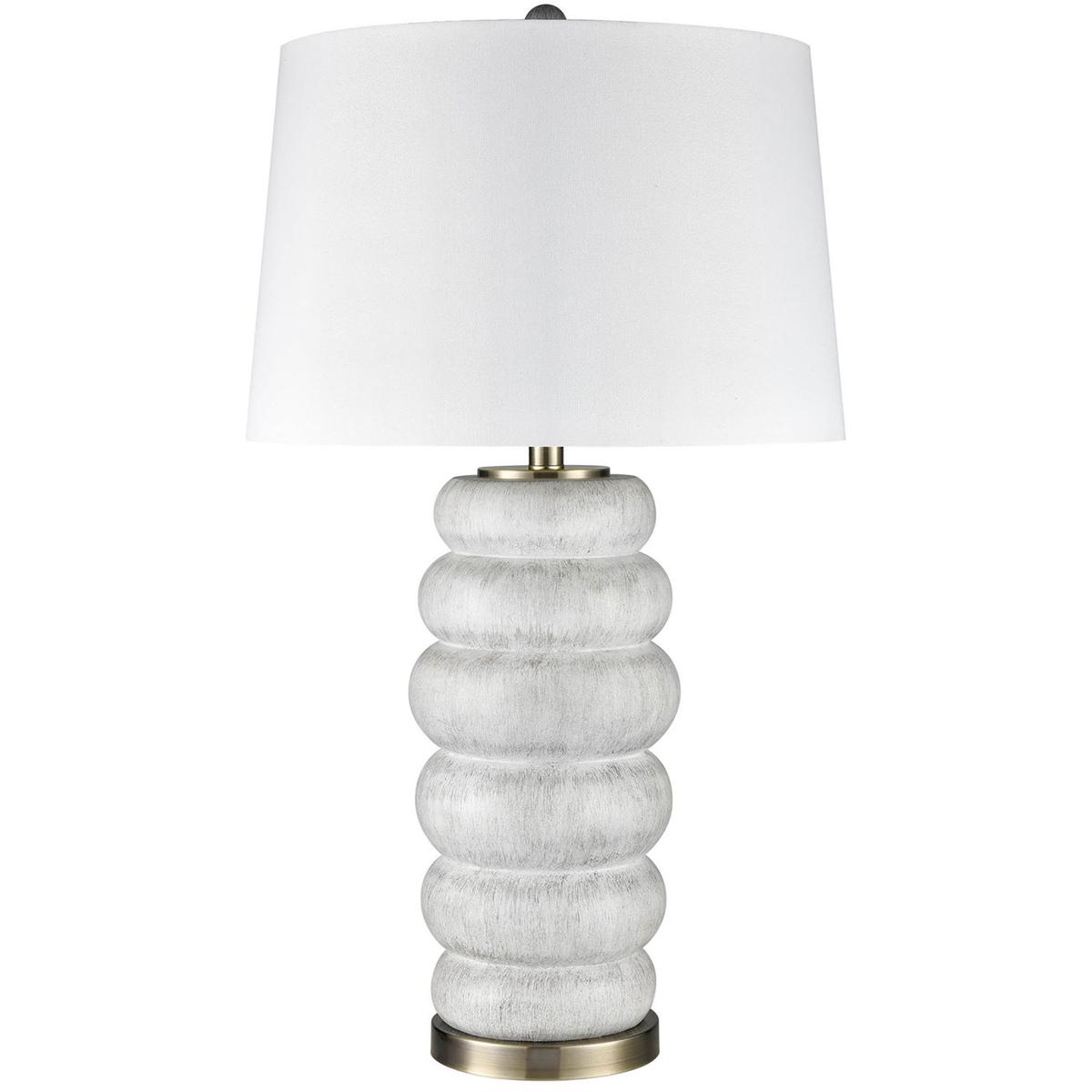 StyleCraft Home Collection L333326DS Lizzie 31 inch 150 watt White Washed and Brushed Brass and White Table Lamp Portable Light