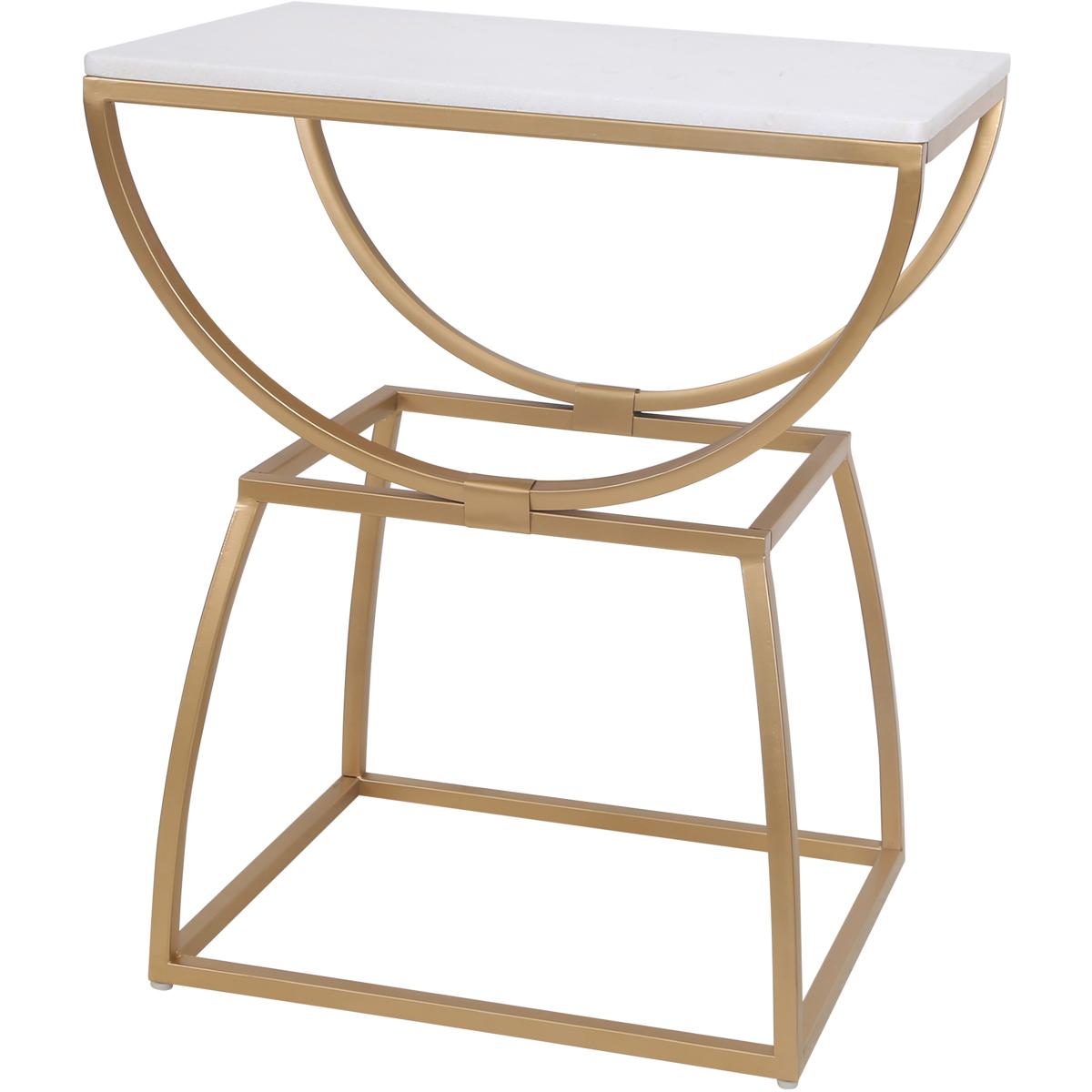 StyleCraft Home Collection 16" Marble Norman Wyatt Home Loren Elliptical Side Table - White