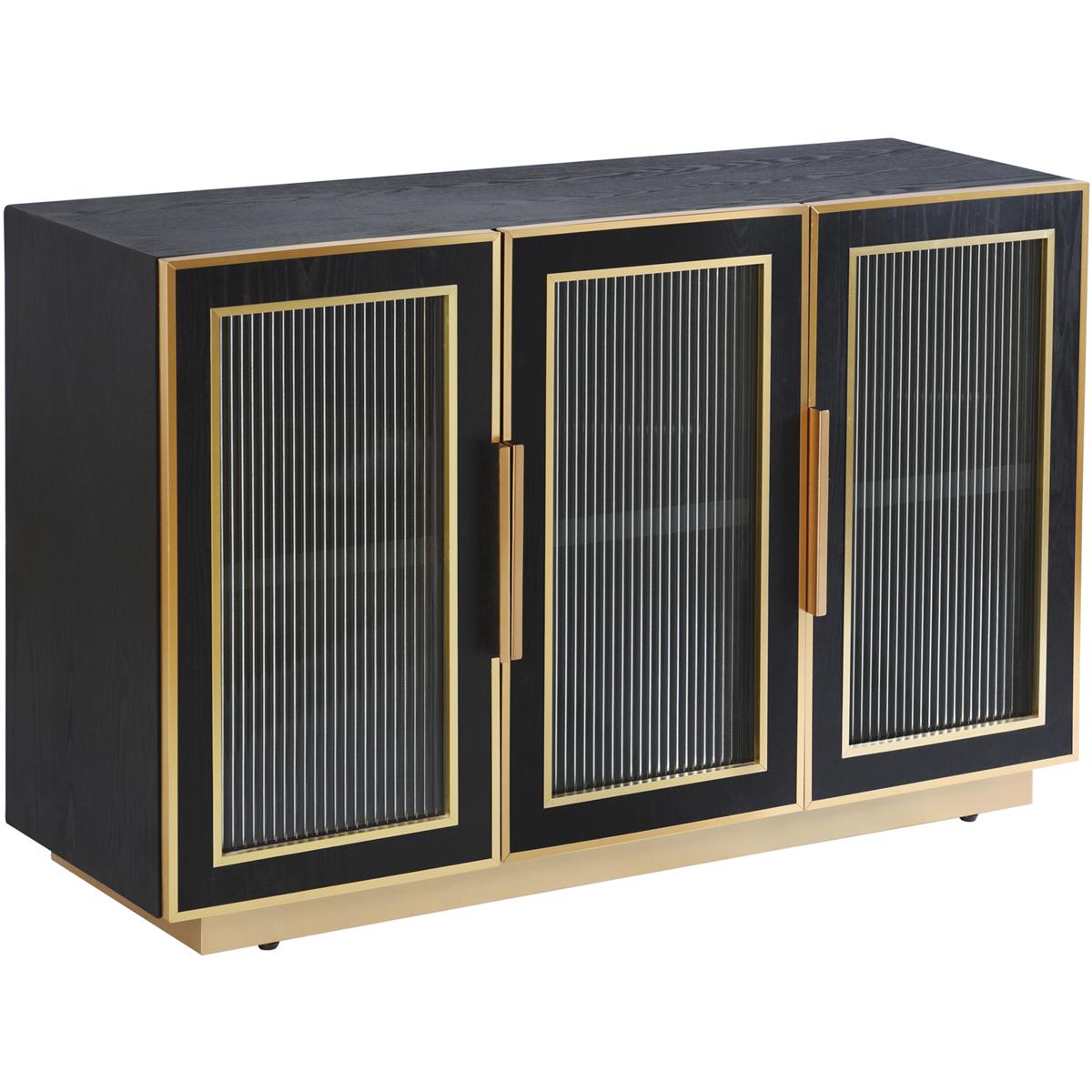 StyleCraft Home Collection SF27308DS Aurelia Ebony and Gold Cabinet