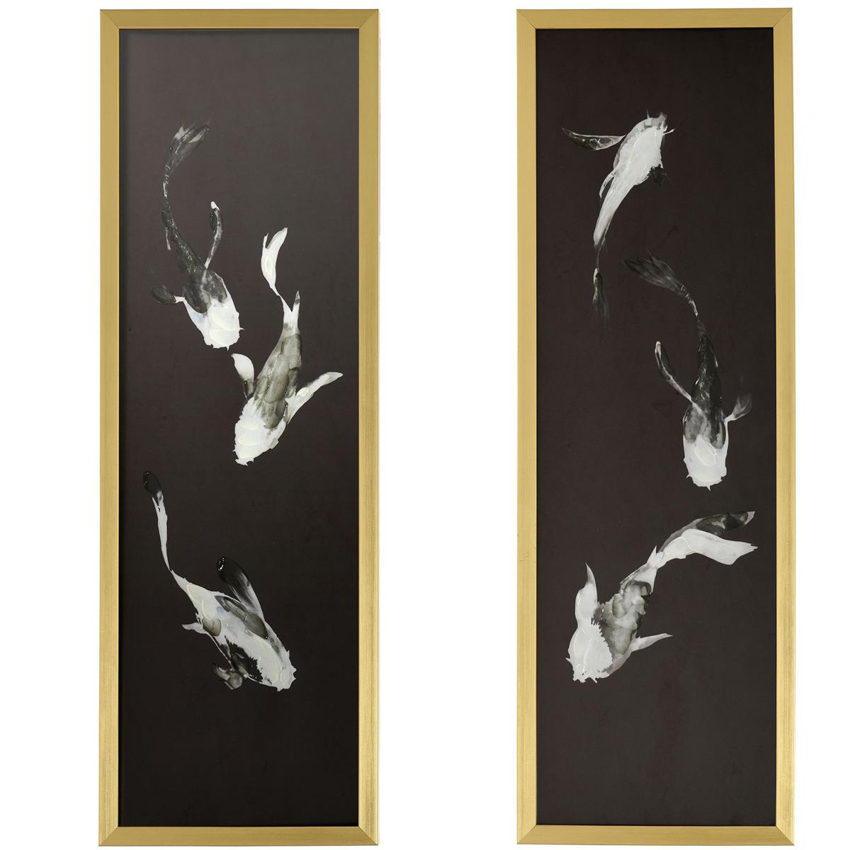 Stylecraft Koi Fish Gold Frame Printed 2-pc. Framed Wall Art Set, One Size, Black