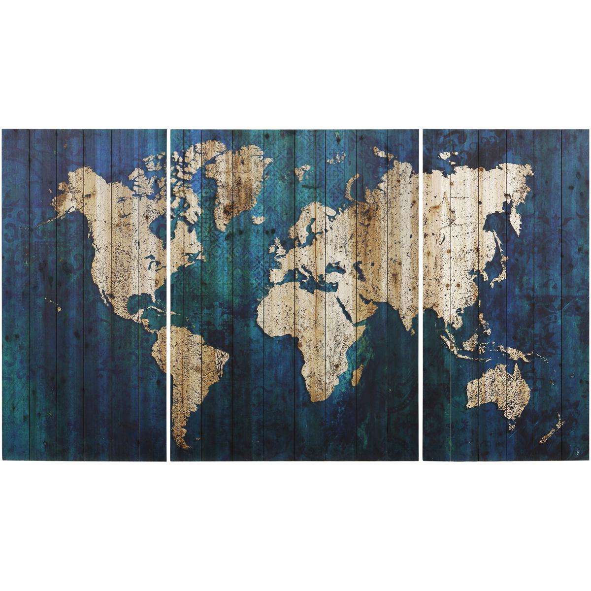 StyleCraft Home Collection WI532625DS Cameron Multi - Blue and Natural Wood Brown Wall Art