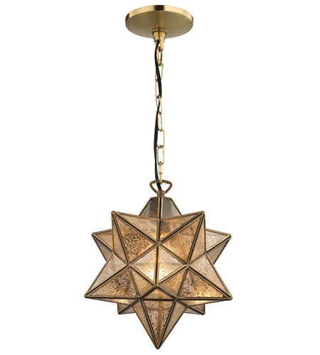 Sterling 1145 006 Moravian Star 1 Light 11 Inch Antique Mercury Gold Mini Pendant Ceiling Light