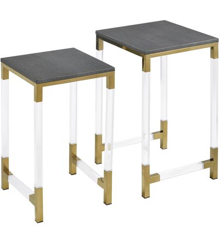 Sterling 1218-1013/S2 Consulate 16 inch Clear with Gray and Brass Accent Table, Set of 2 photo