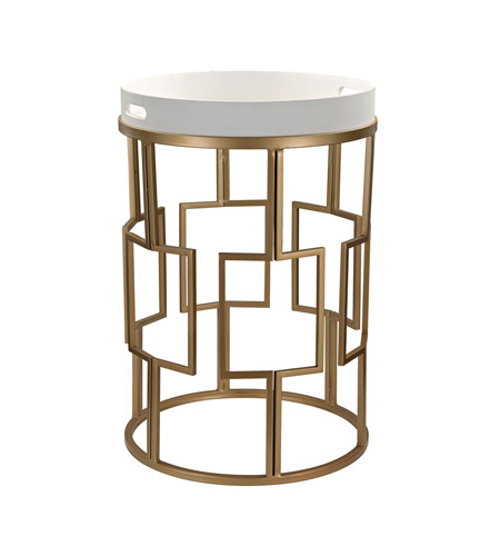 Sterling 351-10183 White And Gold 27 X 17 inch Gloss White & Gold Side Table photo