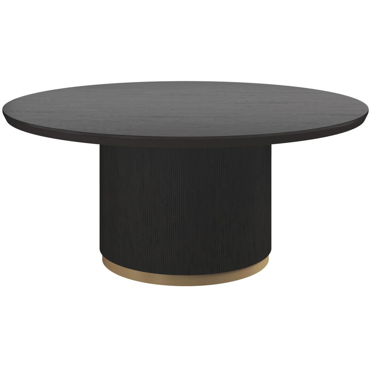 Palmerston Modern Charcoal Oak Brushed Gold Steel Round Dining Table - 68"W
