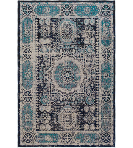 Surya AMS1013-810 Amsterdam 120 X 96 inch Blue and Gray Area Rug, Polyester and Cotton photo