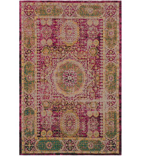 Surya AMS1014-576 Amsterdam 90 X 60 inch Pink and Yellow Area Rug, Polyester and Cotton photo