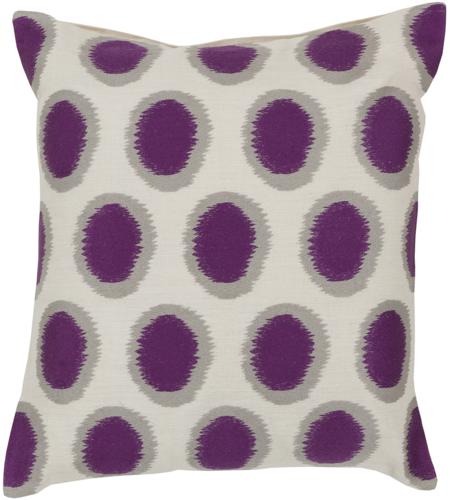 Surya AR089-2020D Ikat Dots 20 inch Bright Purple, Medium Gray, Cream Pillow Kit