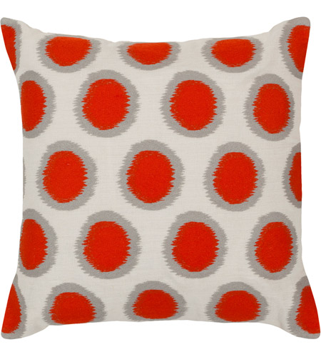 Surya AR092-2222P Ikat Dots 22 inch Cream, Bright Orange, Medium Gray Pillow Kit