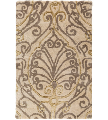 Surya CAN2013-23 Modern Classics 36 X 24 inch Neutral and Gray Area Rug, Wool