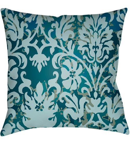 Surya DK003-1818 Moody Damask 18 X 18 inch Green and Blue Outdoor Throw Pillow photo