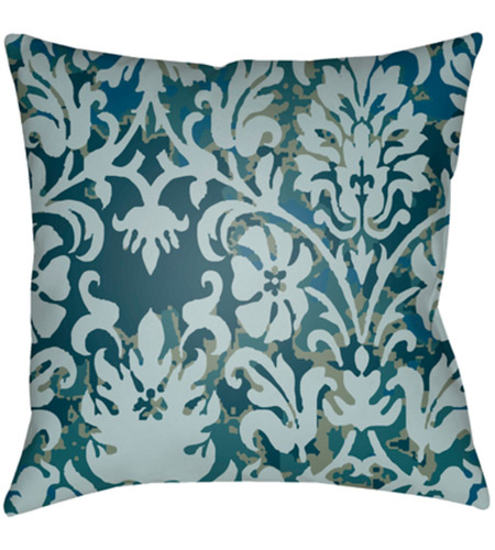 Surya DK003-2020 Moody Damask 20 X 20 inch Green and Blue Outdoor Throw Pillow