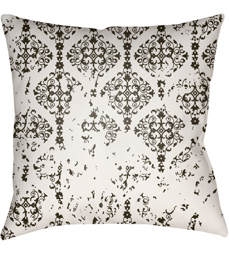 Surya DK012-1818 Moody Damask 18 X 18 inch White and Black Outdoor Throw Pillow photo