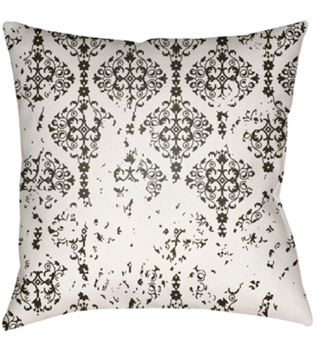 Surya DK012-1818 Moody Damask 18 X 18 inch White and Black Outdoor Throw Pillow