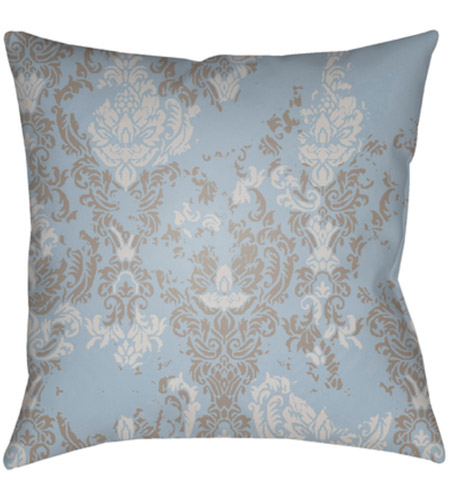 Surya DK021-1818 Moody Damask 18 X 18 inch Blue and Grey Outdoor Throw Pillow