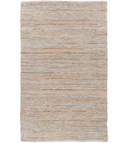Surya GDE4000-810 Gideon 120 X 96 inch Gray and Silver Area Rug, Jute and Leather photo