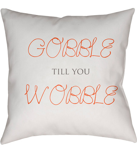 Surya GOBBLE001-1818 Gobble Till You Wobble 18 X 18 inch White and Orange Outdoor Throw Pillow photo