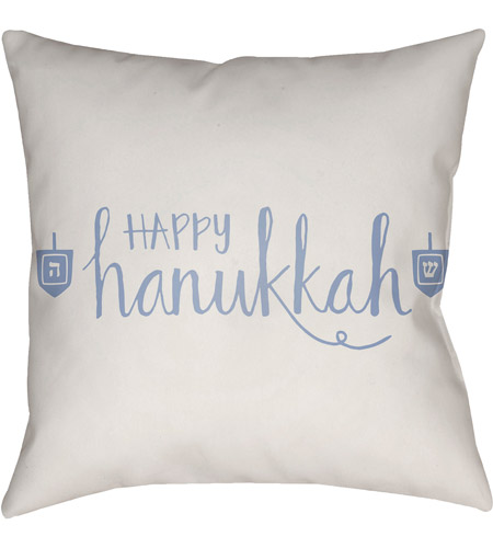 Surya HDY029-2020 Happy Hannukah 20 X 20 inch White and Blue Outdoor Throw Pillow photo