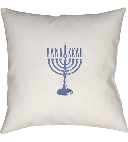 Surya HDY054-1818 Hanukkah Menorah 18 X 18 inch White and Blue Outdoor Throw Pillow photo