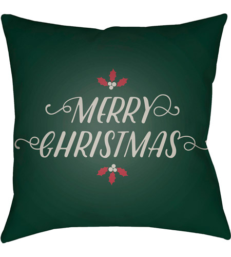 Surya HDY069-1818 Merry Christmas I 18 X 18 inch Green and White Outdoor Throw Pillow