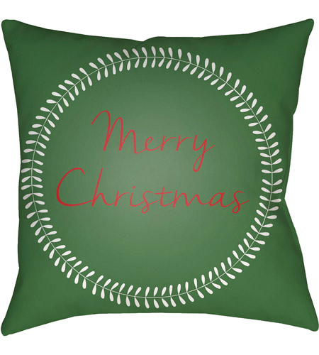 Surya HDY073-1818 Merry Christmas Ii 18 X 18 inch Green and White Outdoor Throw Pillow