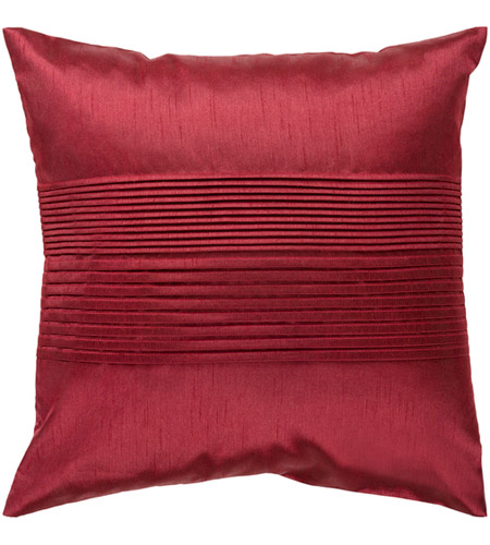 Surya HH026-2222D Solid Pleated 22 X 22 inch Garnet Pillow Kit