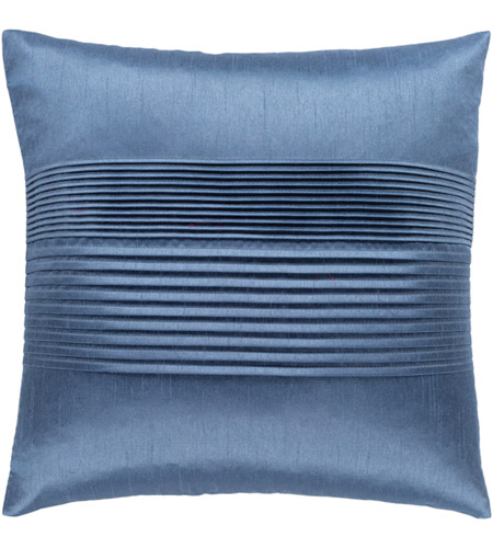 Surya HH133-2222P Solid Pleated 22 X 22 inch Denim Pillow Kit, Square