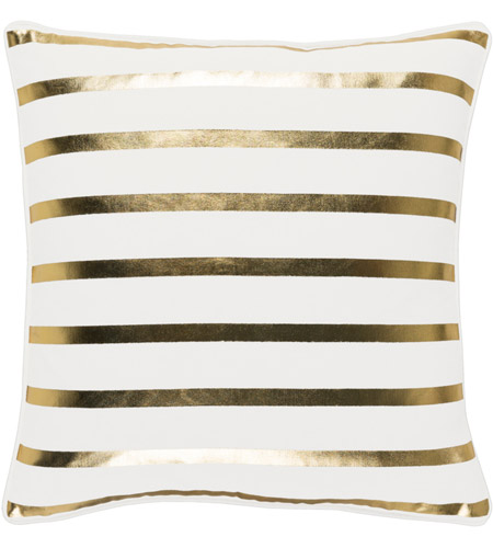 Surya HOLI7249-1818 Holiday 18 X 18 inch Ivory/Metallic - Gold Pillow Cover, Square