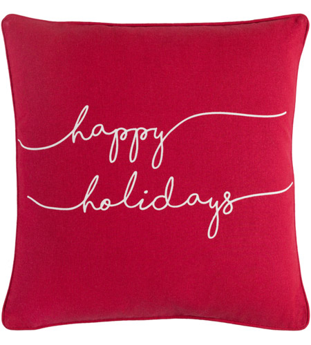 Surya HOLI7268-1818P Holiday 18 X 18 inch Bright Red Pillow Kit, Square