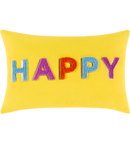 Surya HPP001-1320P Happy 20 X 13 inch Bright Yellow/Bright Purple/Denim/Burnt Orange Pillow Kit, Lumbar photo