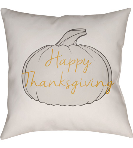 Surya HPY001-2020 Happy Thanksgiving 20 X 20 inch White and Grey Outdoor Throw Pillow