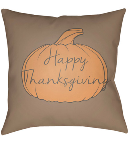 Surya HPY003-2020 Happy Thanksgiving 20 X 20 inch Grey and Orange Outdoor Throw Pillow hpy003.jpg