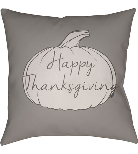 Surya HPY005-1818 Happy Thanksgiving 18 X 18 inch Grey Outdoor Throw Pillow photo
