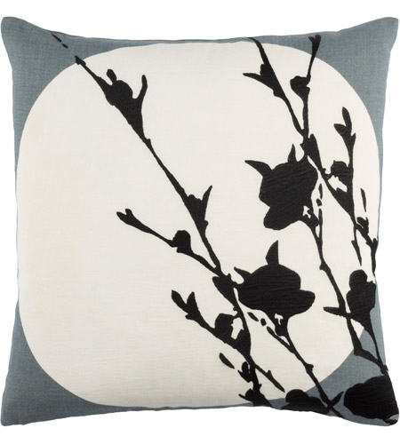 Surya HR001-2222P Harvest Moon 22 X 22 inch Charcoal and Cream Throw Pillow