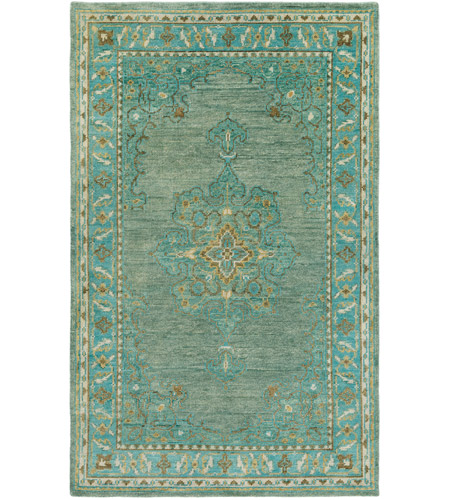 Surya HVN1227-5686 Haven 102 X 66 inch Emerald/Teal/Grass Green/Bright Yellow Rugs, Wool