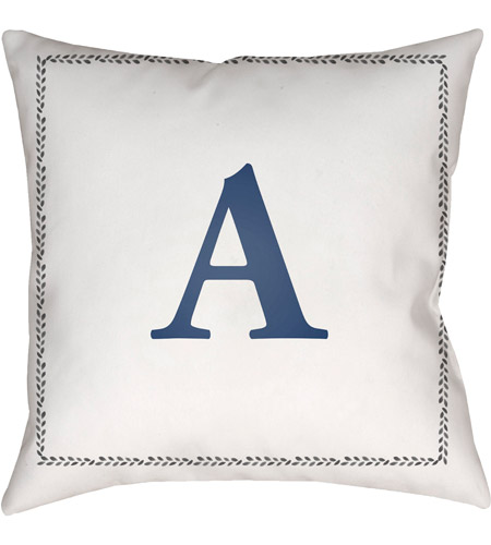 Surya INT001-2020 Initials 20 X 20 inch White and Blue Outdoor Throw Pillow