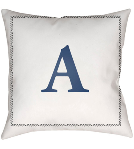 Surya INT001-2020 Initials 20 X 20 inch White and Blue Outdoor Throw Pillow int001.jpg