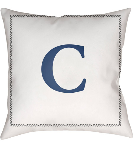 Surya INT003-1818 Initials 18 X 18 inch White and Blue Outdoor Throw Pillow