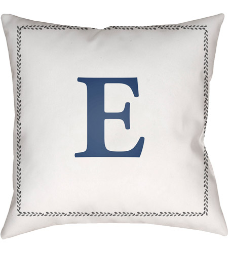 Surya INT005-2020 Initials 20 X 20 inch White and Blue Outdoor Throw Pillow