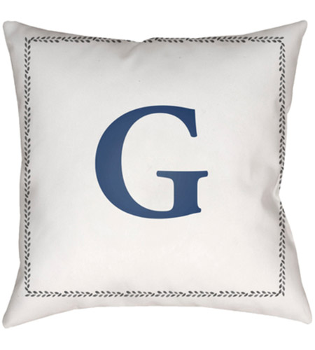 Surya INT007-2020 Initials 20 X 20 inch White and Blue Outdoor Throw Pillow int007.jpg