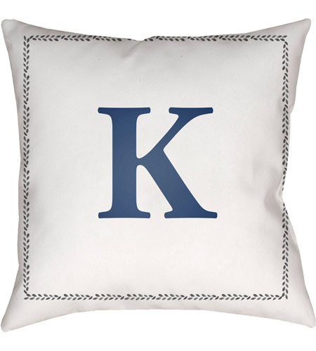 Surya INT011-2020 Initials 20 X 20 inch White and Blue Outdoor Throw Pillow