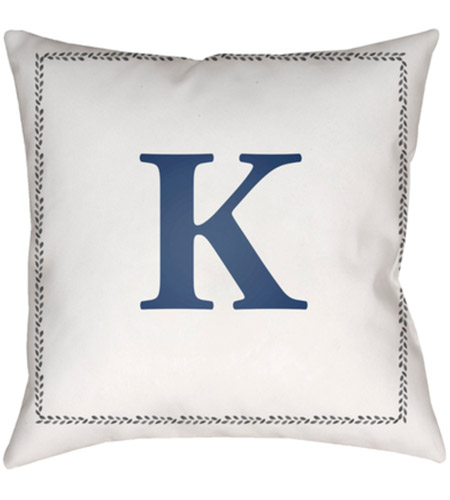 Surya INT011-2020 Initials 20 X 20 inch White and Blue Outdoor Throw Pillow int011.jpg