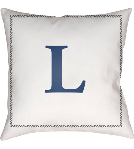 Surya INT012-2020 Initials 20 X 20 inch White and Blue Outdoor Throw Pillow