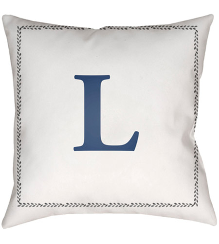 Surya INT012-2020 Initials 20 X 20 inch White and Blue Outdoor Throw Pillow int012.jpg