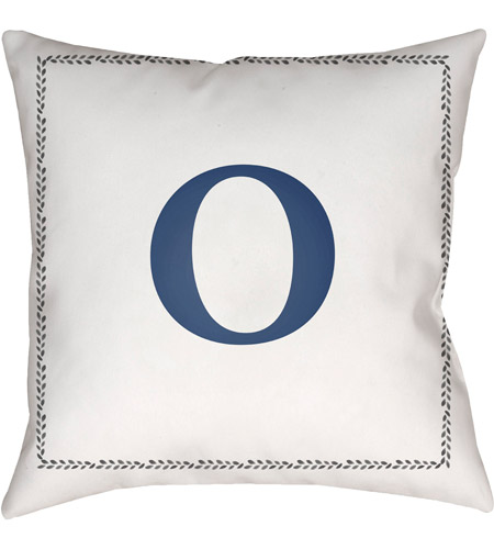 Surya INT015-2020 Initials 20 X 20 inch White and Blue Outdoor Throw Pillow