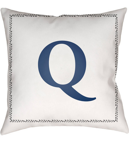 Surya INT017-1818 Initials 18 X 18 inch White and Blue Outdoor Throw Pillow